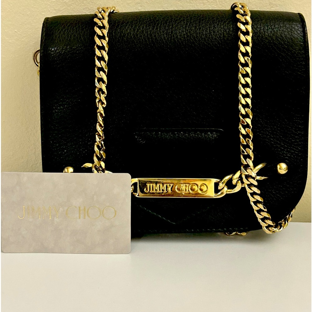 Black Jimmy Choo leather crossbody bag, calfskin shadow